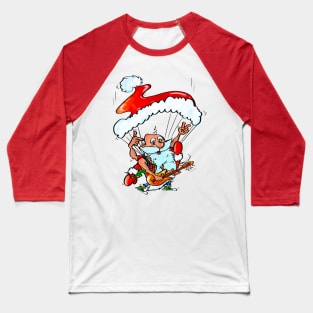 Santa Claus Playing Guitar and Skydiving Baseball T-Shirt